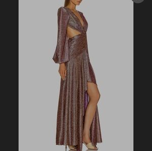 PatBO Metallic Cut Out Gown NWT Sz. 4 Pink Retail $995